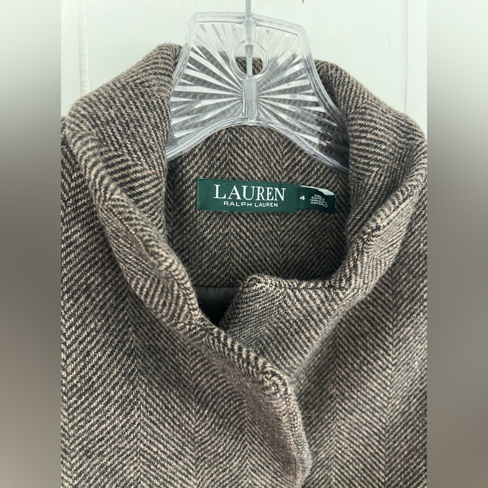 Lauren Ralph Lauren Women’s Wool Blend Herringbone Tweed Walker Coat Size 4 - Picture 12 of 16